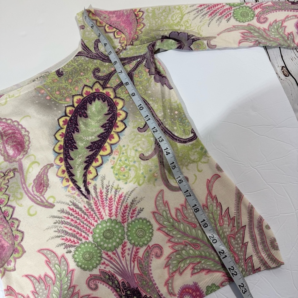 Etro Milano Scoop Neck Paisley Long-Sleeve Lightweight Sweater IT44 (US-Medium) - Picture 4 of 8